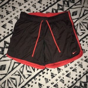 Nike, basketball shorts, dark grey/red, small